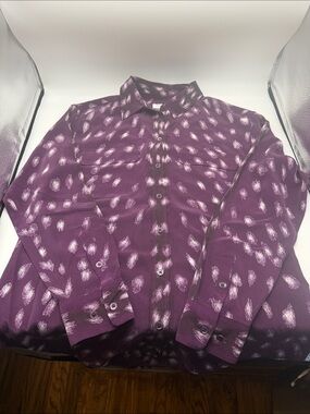 Equipment SILK Purple Printed Button-Down Blouse Top Small
